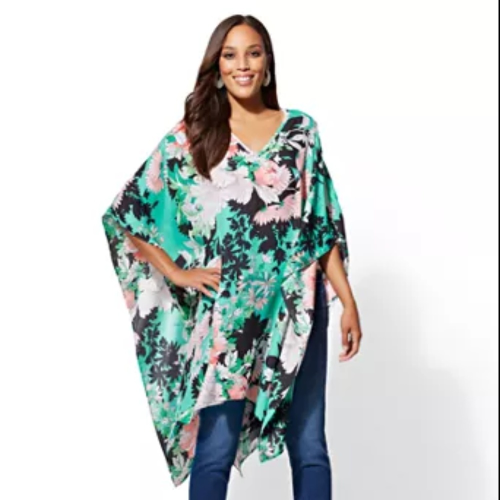 Floral V-Neck Tunic CoverUp